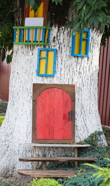 Homemade Fairy House Big Tree — 스톡 사진