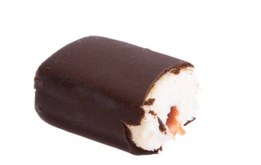 chocolate covered cheese isolated on white background