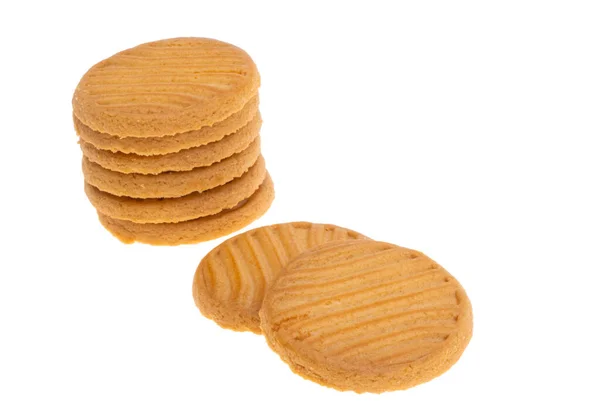 Biscoitos Redondos Isolados Sobre Fundo Branco — Fotografia de Stock