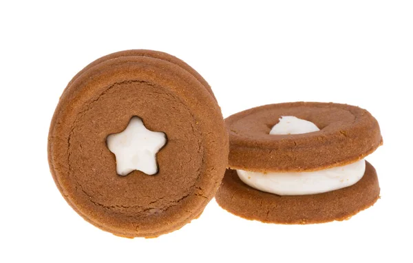 Sandwich Cookies Isolerad Vit Bakgrund — Stockfoto