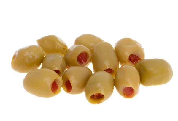 Olives Stuffed Pepper Isolated White Background — Stock Photo, Image
