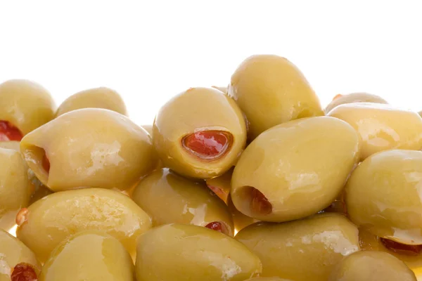 Olives Stuffed Pepper Isolated White Background — Stockfoto