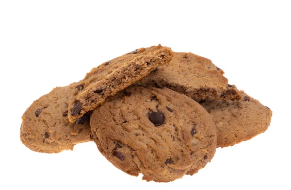 Biscotti Con Cioccolato Isolato Sfondo Bianco — Foto Stock