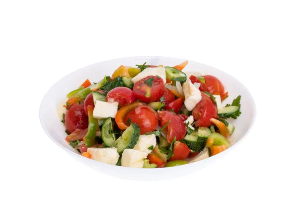 Salad Tomatoes Mozzarella Cheese Isolated White Background — Stock Photo, Image