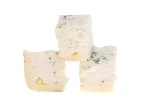 Modrý Sýr Izolované Bílém Pozadí — Stock fotografie
