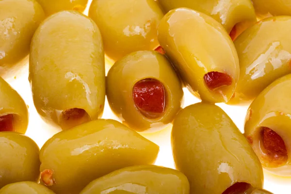 Stuffed Olives Pepper Isolated White Background — Stockfoto