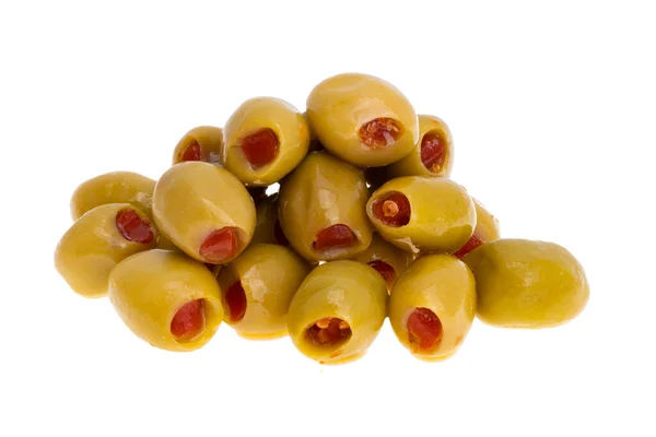Stuffed Olives Pepper Isolated White Background — Fotografia de Stock