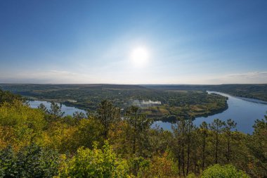 landscape of the Dniester river on the Moldovan-Ukrainian border on a sunny day