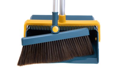 dustpan with broom isolated on white background