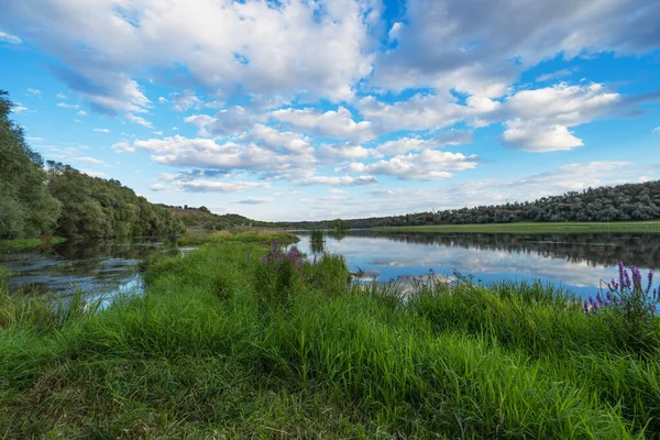 Landscape Dniester River Moldovan Ukrainian Border Sunny Day — Stock Photo, Image