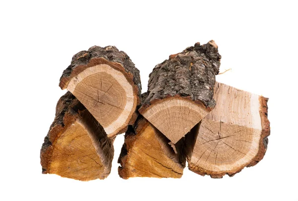 Oak Firewood Isolated White Background — Stock Photo, Image