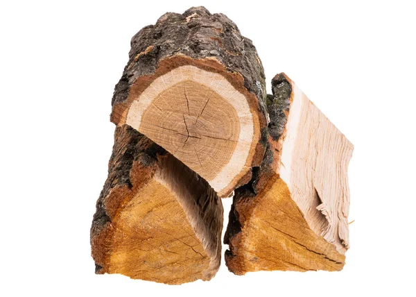 Drewno Opałowe Dębowe Izolowane Białym Tle — Zdjęcie stockowe