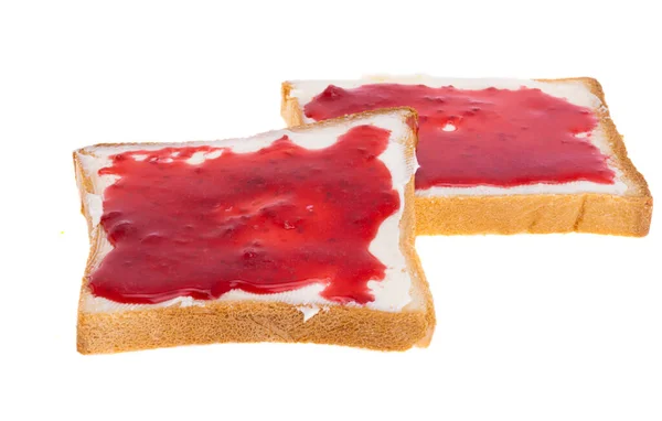 Sandwich Butter Jam Isolated White Background — Fotografia de Stock