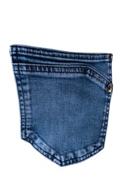 Denim cebi beyaz arkaplanda izole edildi