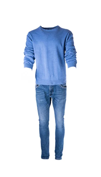Jeans Com Suéter Isolado Fundo Branco — Fotografia de Stock