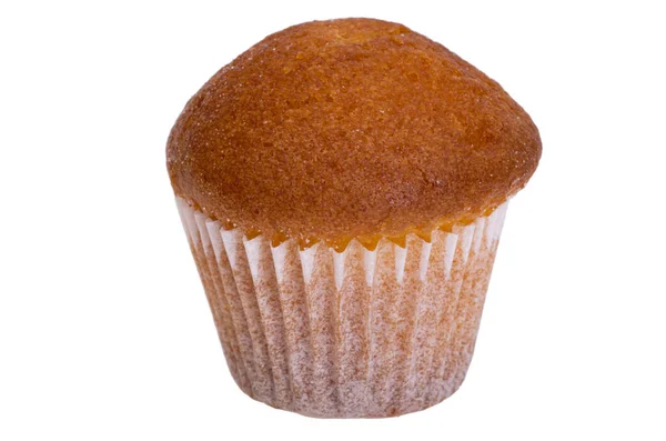 Pequeno Cupcake Com Geléia Isolada Fundo Branco — Fotografia de Stock