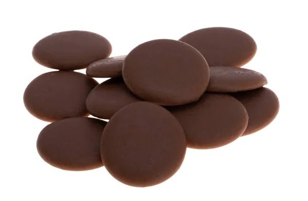 Gotas Chocolate Isoladas Fundo Branco — Fotografia de Stock
