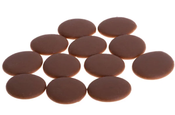 Gotas Chocolate Aisladas Sobre Fondo Blanco — Foto de Stock