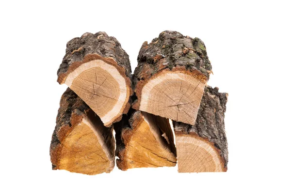 Gehacktes Brennholz Isoliert Auf Weißem Hintergrund — Stockfoto