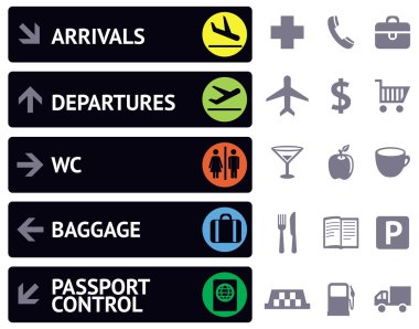 Icons and pointers for navigation in airport