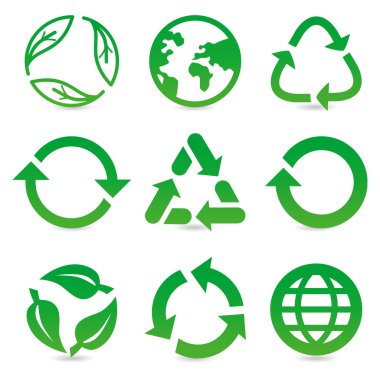 Vector collection with recycle signs and symbols