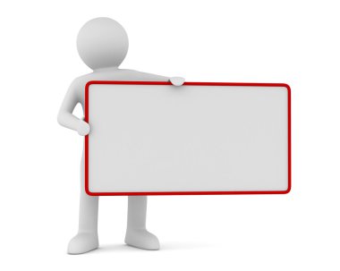 adam poster bir elinde tutar. 3D görüntü