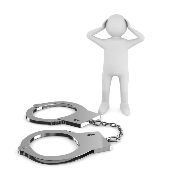 Criminal chained in handcuffs. Isolated 3D image — Stock Photo, Image