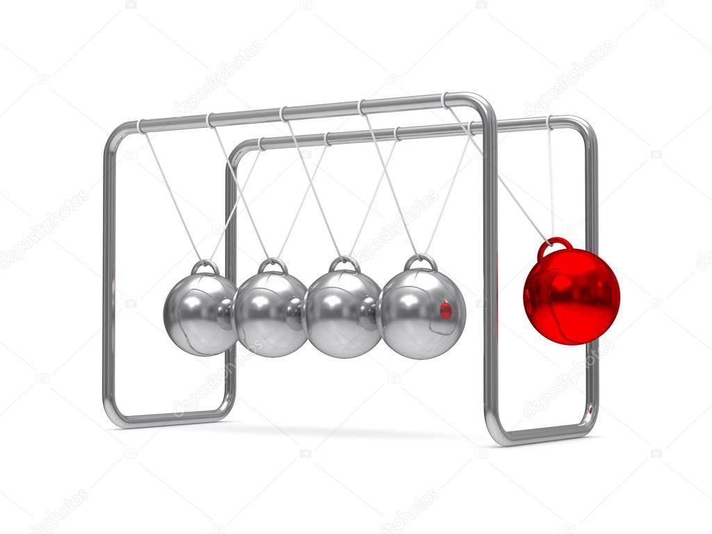 Balancing balls on white background. Isolated 3D image