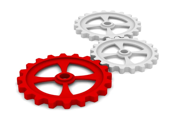 Three gears on white background. Isolated 3D image — Stock Photo, Image
