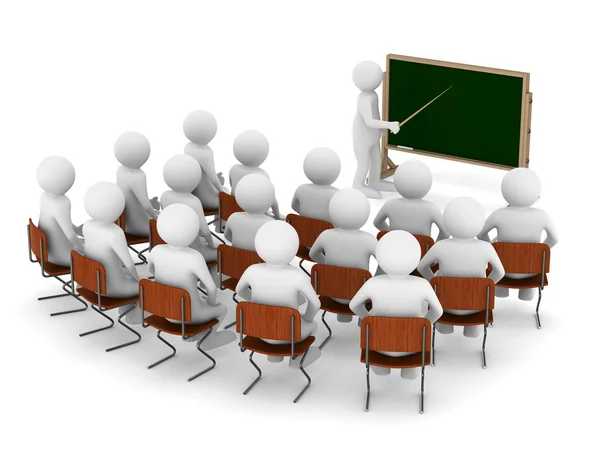 İşaretçi, blackboard ile öğretmen. izole 3d görüntü