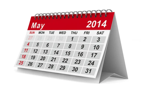 Jahreskalender 2014. Mai. isoliertes 3D-Bild — Stockfoto