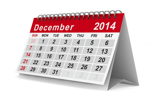 Calendário do ano 2014. Dezembro. Imagem 3D isolada — Fotografia de Stock
