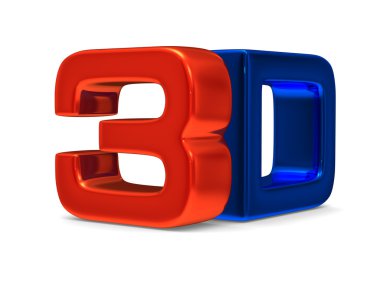 3D sembolü beyaz zemin üzerinde. izole görüntü