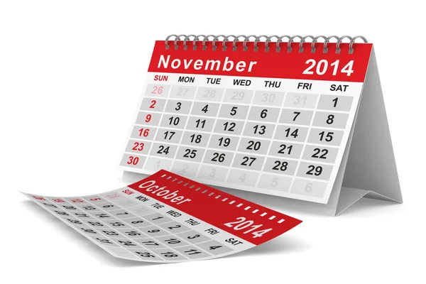 2014 year calendar. November. Isolated 3D image — Stok fotoğraf