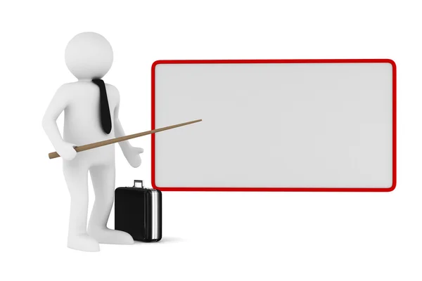 Men with empty board. Isolated 3d image — Stock Photo, Image