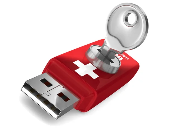 Resgate usb flash drive no fundo branco. Imagem 3D isolada — Fotografia de Stock