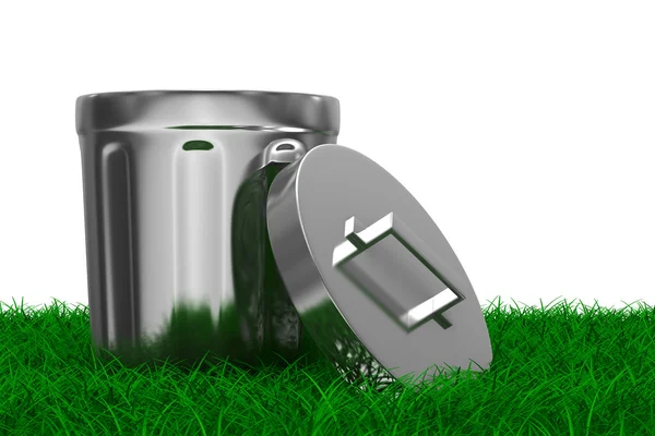 Garbage basket on grass. Isolated 3D image — Stock Photo, Image