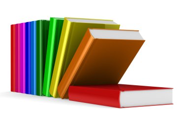 beyaz zemin üzerine düşen kitaplar. izole 3d görüntü