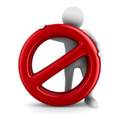 Beyaz arka plan üzerinde yasak imzala. izole 3d görüntü