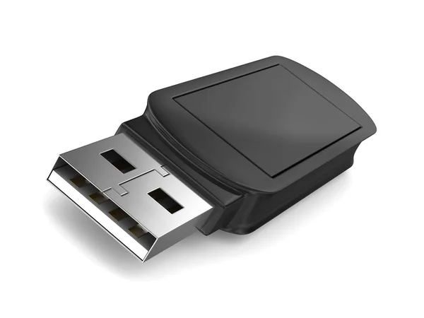 Unidad flash USB sobre fondo blanco. Imagen 3D aislada — Foto de Stock