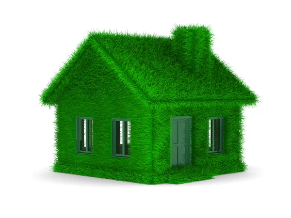 House from grass on white background. Isolated 3D image — Stock Photo, Image