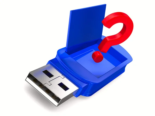USB błysk przejażdżka na białym tle. na białym tle obraz 3d — Zdjęcie stockowe
