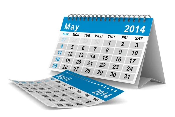 Jahreskalender 2014. Mai. isoliertes 3D-Bild — Stockfoto