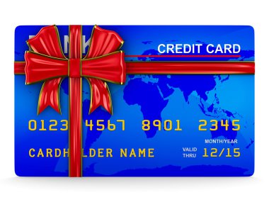 kredi kartında beyaz. izole 3d görüntü