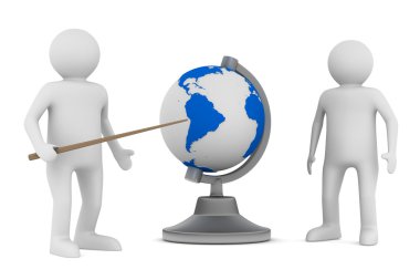 adam ve beyaz arka plan üzerinde dünya. izole 3d görüntü