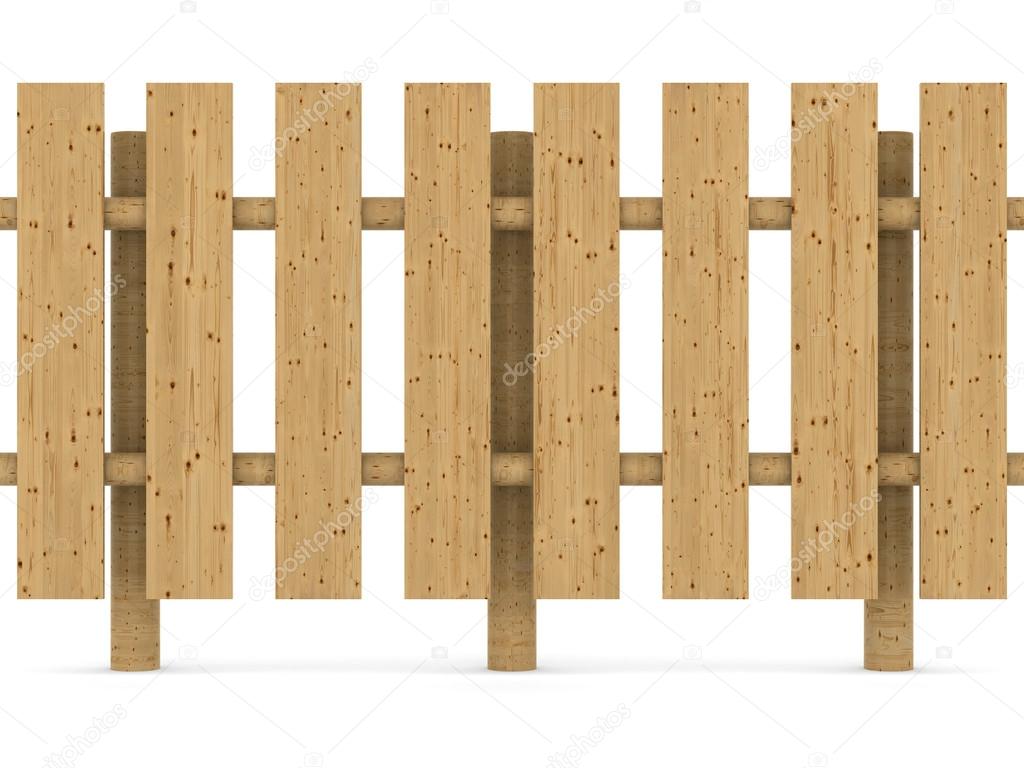 wooden fence on white background. Isolated 3D image