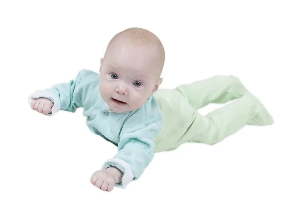 Sorrindo bebê no fundo branco — Fotografia de Stock