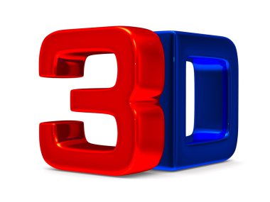 3D sembolü beyaz zemin üzerinde. izole görüntü