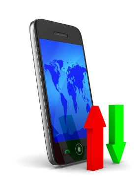 beyaz zemin üzerinde telefon. izole 3d görüntü