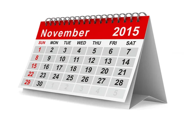 Calendario del año 2015. Noviembre. Imagen 3D aislada — Foto de Stock